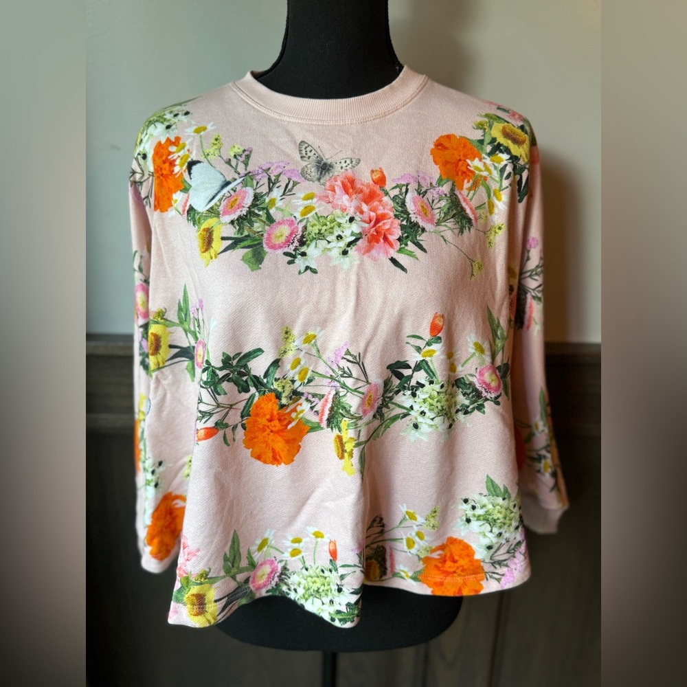 Molo Pink Floral Sweatshirt with Orange Accents